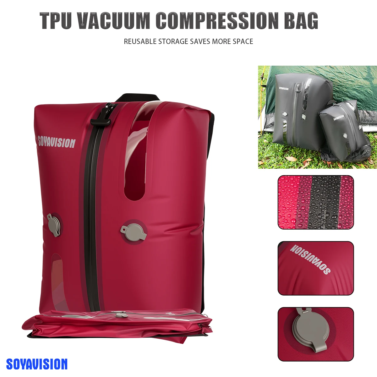 Travel Vacuum Bag Reusable Storage Bag Folding Outdoor Travel Compression Bag For Suitcases Backpack Luggage