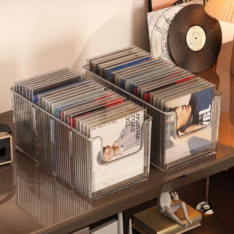CD Record Storage Box Tray Cassette Collection Storage Compartment Acrylic Dust-proof Box with Lid Disc Album Storage New