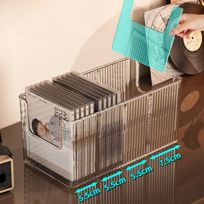 CD Record Storage Box Tray Cassette Collection Storage Compartment Acrylic Dust-proof Box with Lid Disc Album Storage New