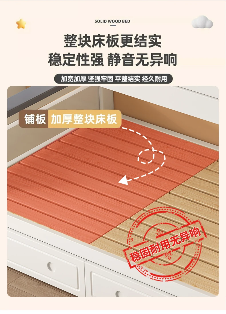 King Size 140x160cm Double Bed Frame Adult Staircase Bunk Beds Loft Headboards Kids Drawer Storage Mattress Bedroom Furniture