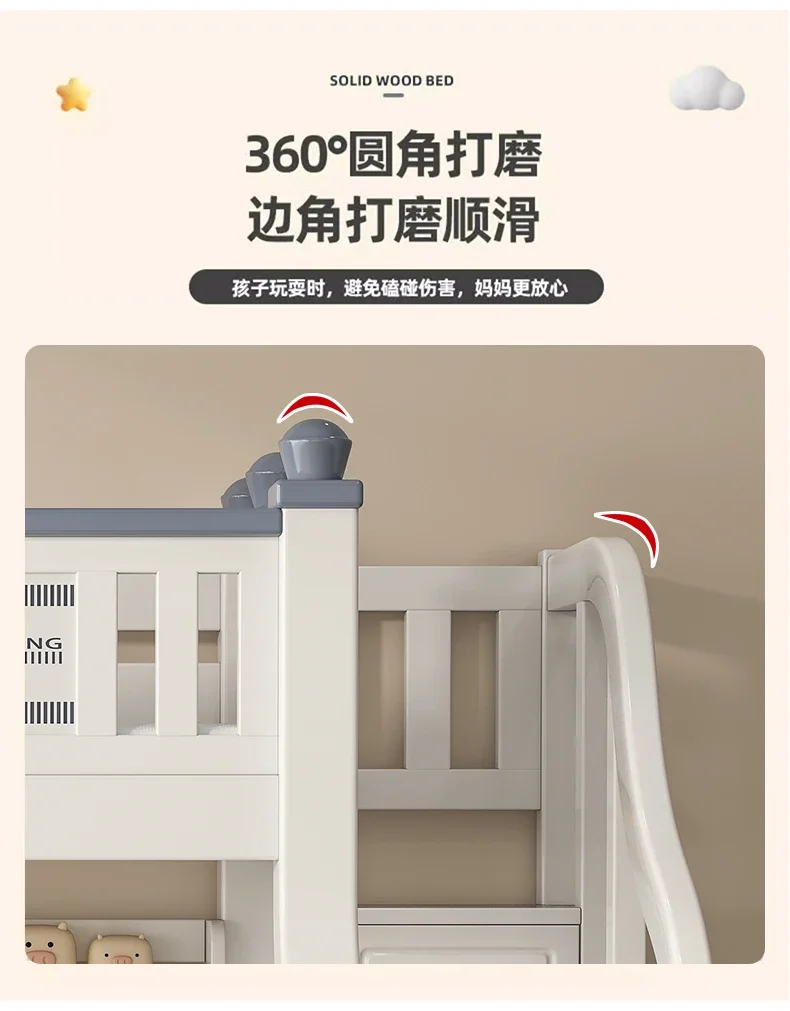 King Size 140x160cm Double Bed Frame Adult Staircase Bunk Beds Loft Headboards Kids Drawer Storage Mattress Bedroom Furniture