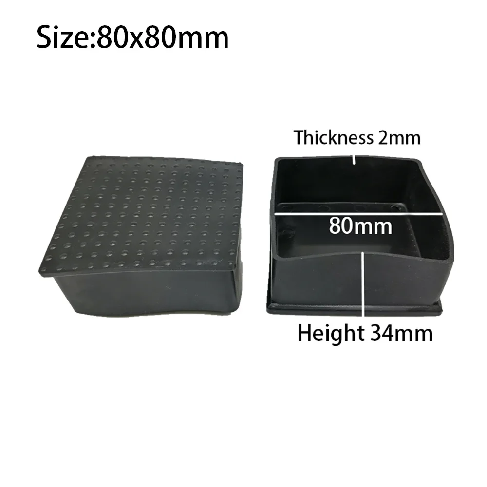 80x80mm 100x100mm Black Chair Rubber Table Feet Mobile Leg Protection Cover Pipe End Covers Anti-Slip Floor Protection