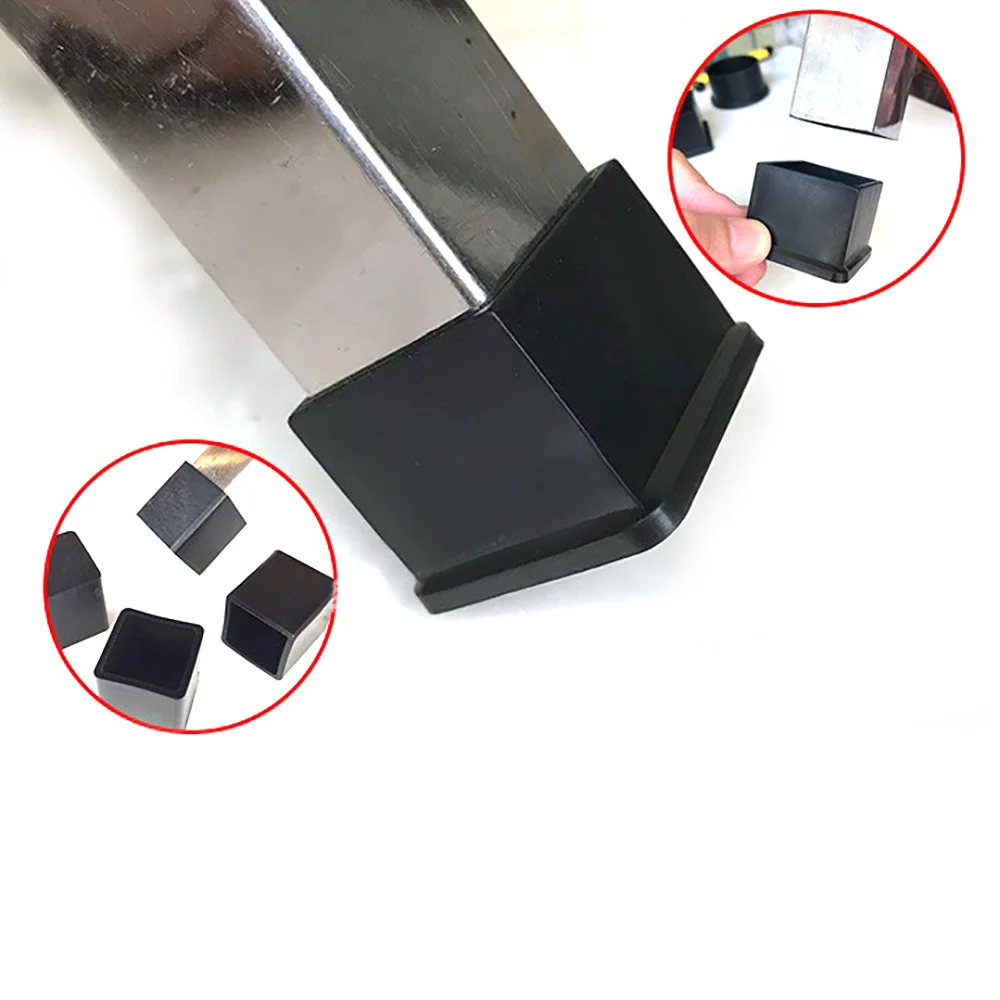 80x80mm 100x100mm Black Chair Rubber Table Feet Mobile Leg Protection Cover Pipe End Covers Anti-Slip Floor Protection