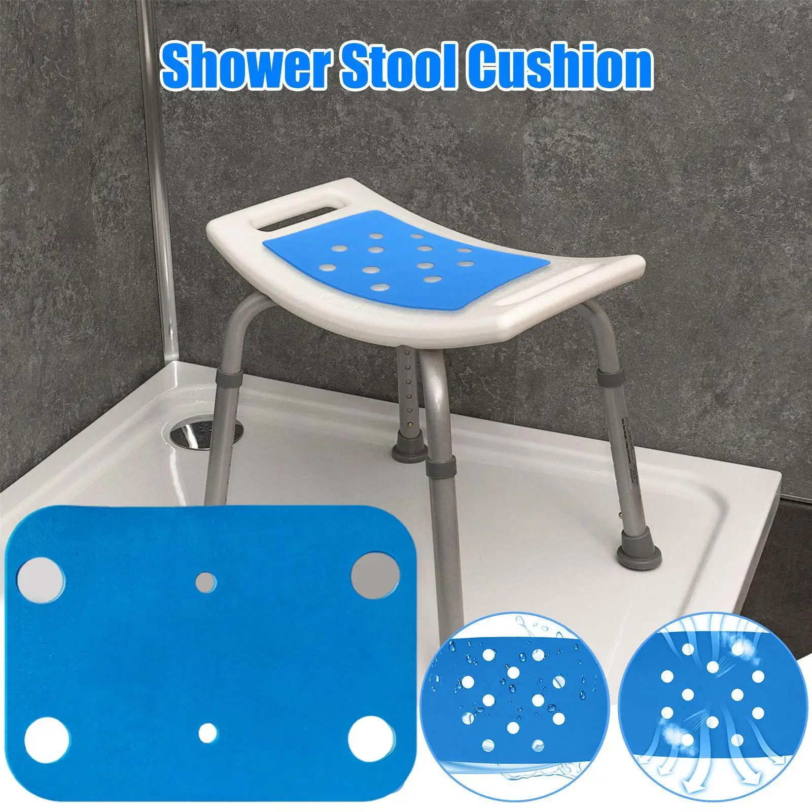 Shower Seat Pad Bath Chair Mat Anti Skid Waterproof Bench Mat for Senior Elderly Disabled Personal Hygiene Daily Routine