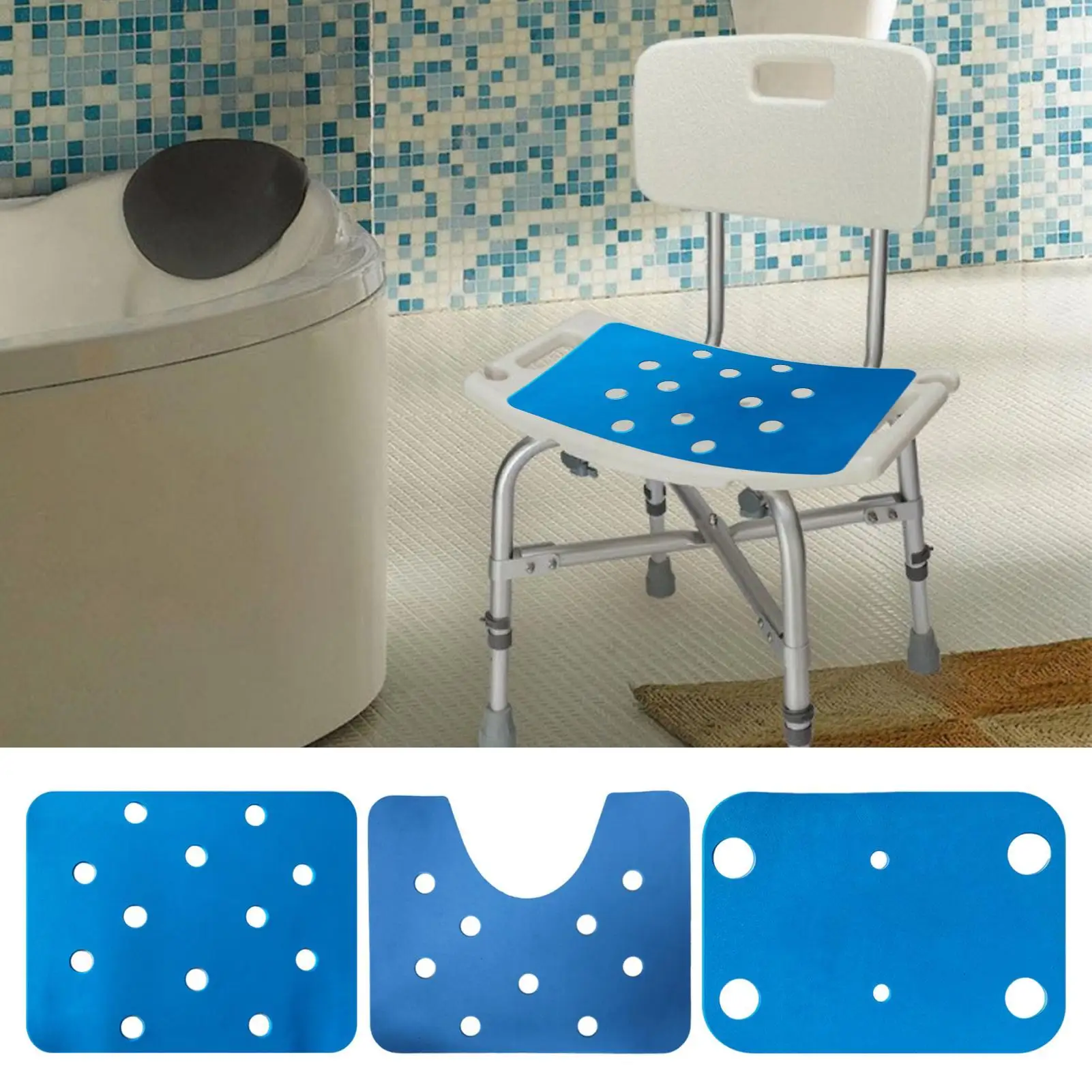 Shower Seat Pad Bath Chair Mat Anti Skid Waterproof Bench Mat for Senior Elderly Disabled Personal Hygiene Daily Routine