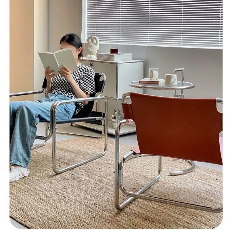 Individual Living Room Chairs Metal Backrest Chair Household Modern Aesthetic Armchair Multifunction Comfortable Furniture
