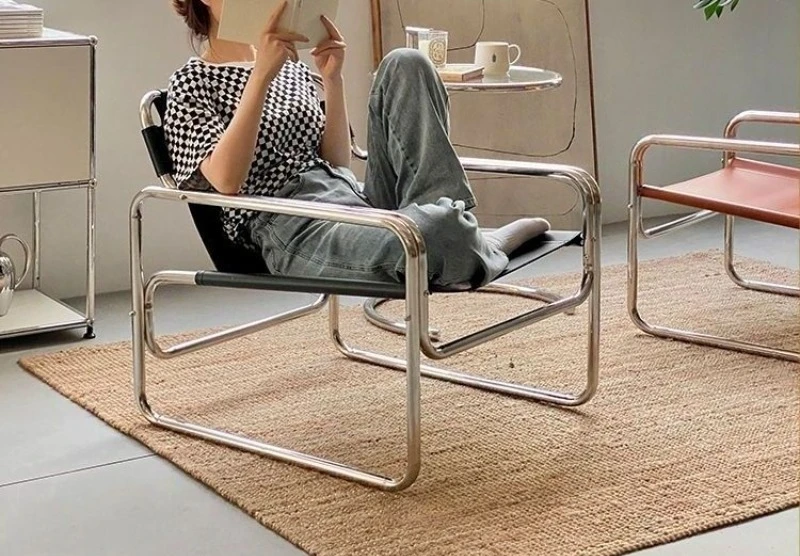 Individual Living Room Chairs Metal Backrest Chair Household Modern Aesthetic Armchair Multifunction Comfortable Furniture