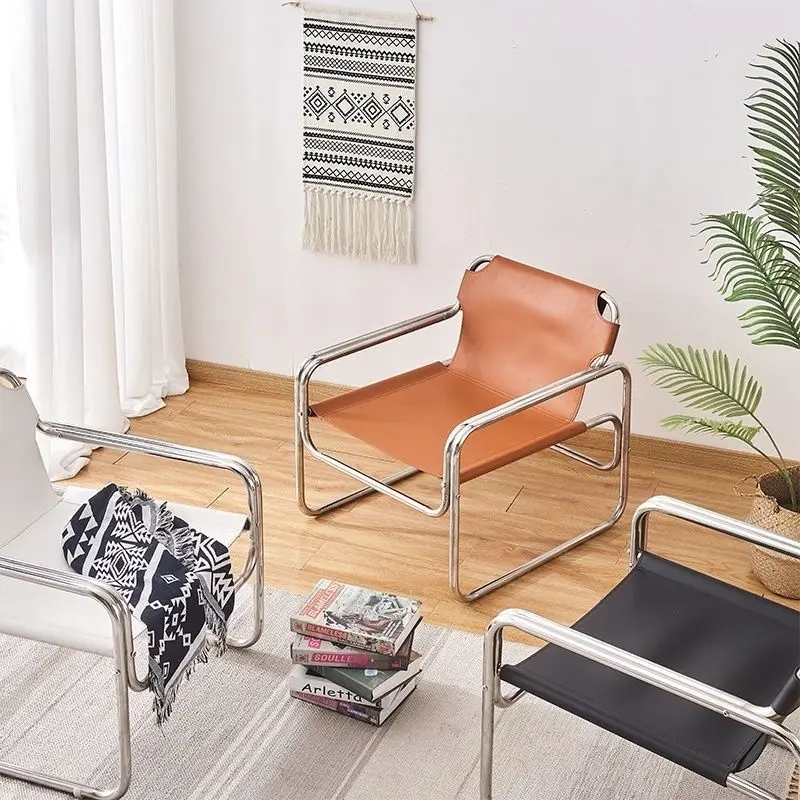 Individual Living Room Chairs Metal Backrest Chair Household Modern Aesthetic Armchair Multifunction Comfortable Furniture