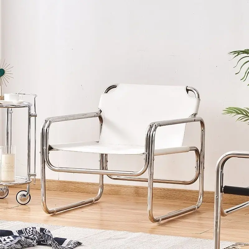 Individual Living Room Chairs Metal Backrest Chair Household Modern Aesthetic Armchair Multifunction Comfortable Furniture