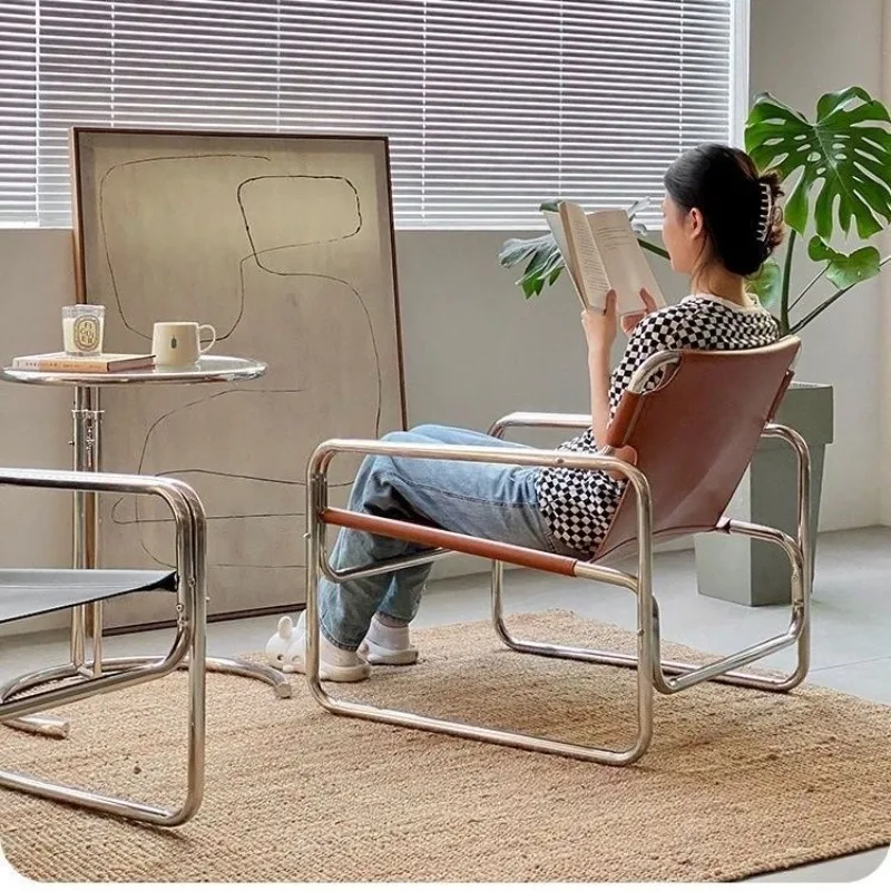 Individual Living Room Chairs Metal Backrest Chair Household Modern Aesthetic Armchair Multifunction Comfortable Furniture