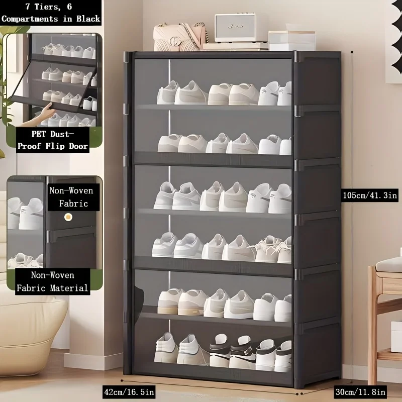 Shoe Rack-Shoe Storage Cabinet Vertical Shoe Organizer for Closet Entryway Corner Bedroom- Stackable DIY Narrow Shoe Shelv