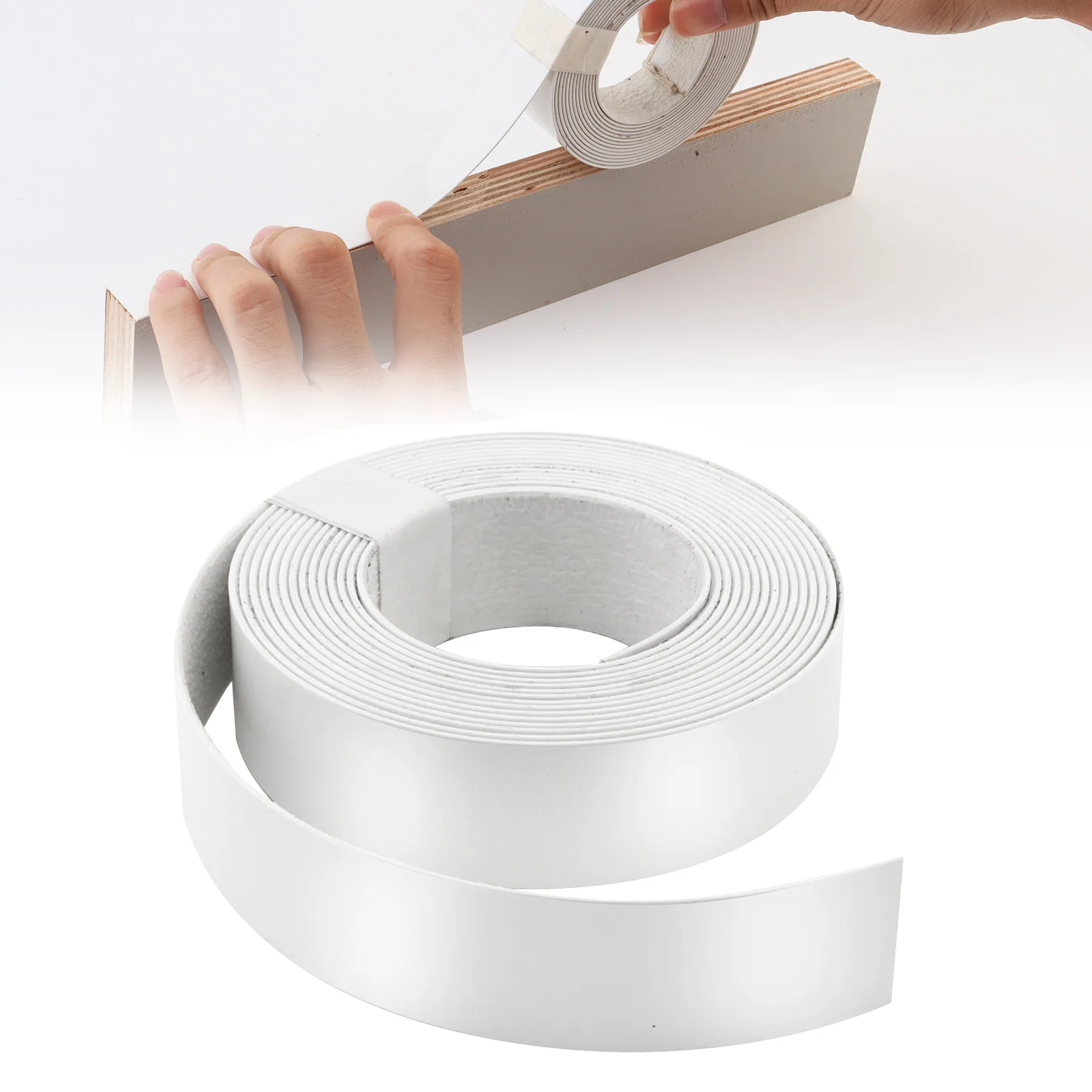 3m 7.6m 15.2m Gloss White Hot Melt Adhesive PVC Edge Banding Pre-glued Veneer Edging for Plywood Table / Cabinet