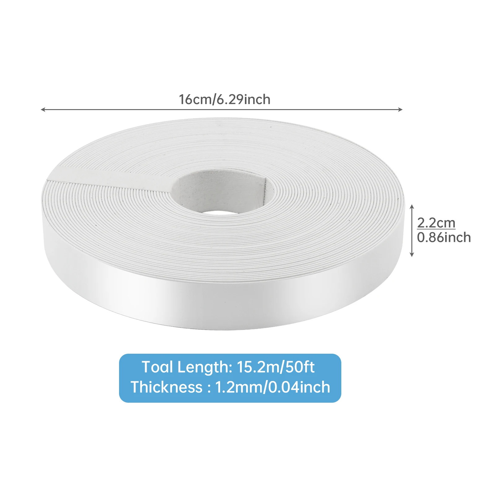 3m 7.6m 15.2m Gloss White Hot Melt Adhesive PVC Edge Banding Pre-glued Veneer Edging for Plywood Table / Cabinet