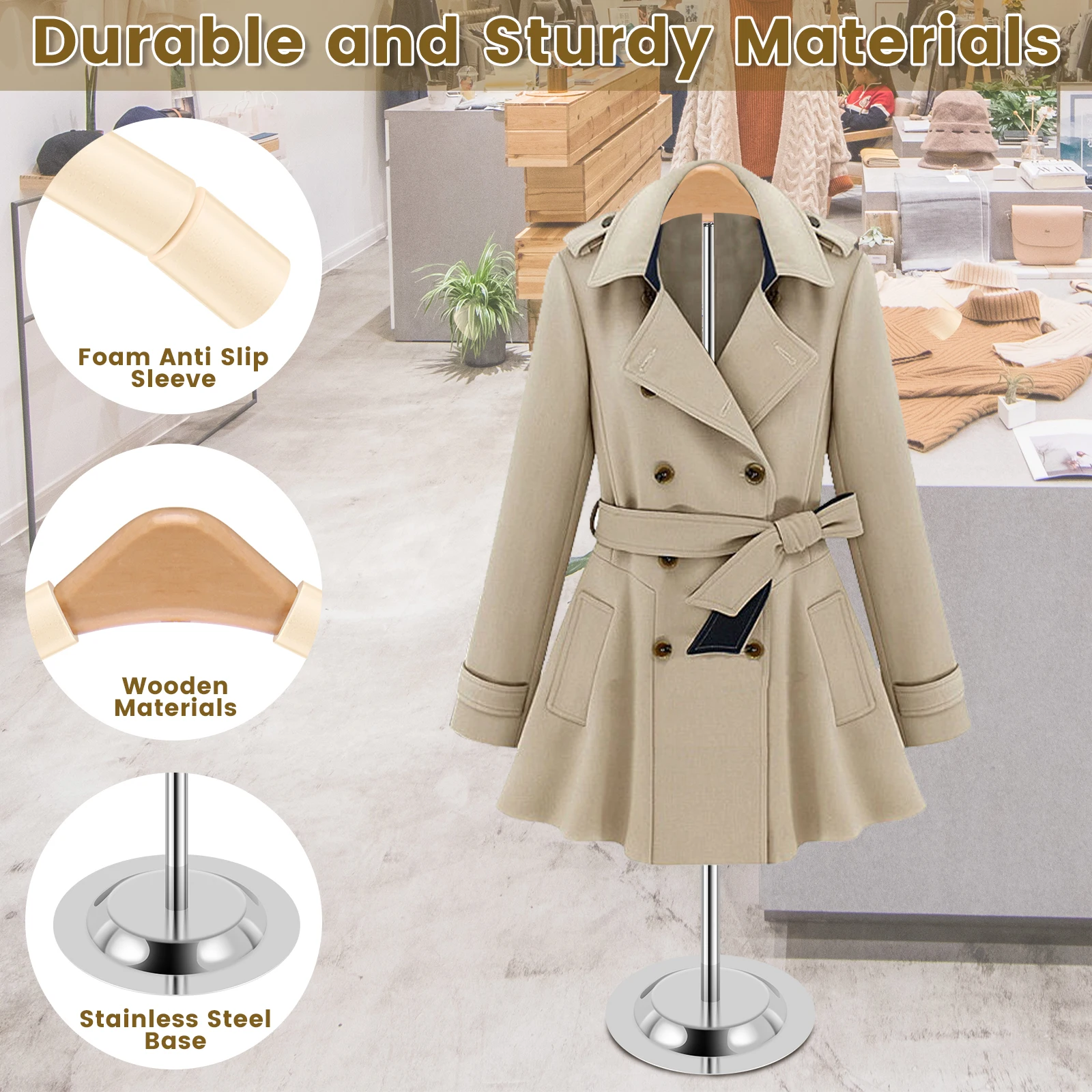 Coat Rack 40-70cm Height Adjustable Clothes Racks Multifunctional Household Bedroom Hanger Clothing Display Rack for Sweater Jac