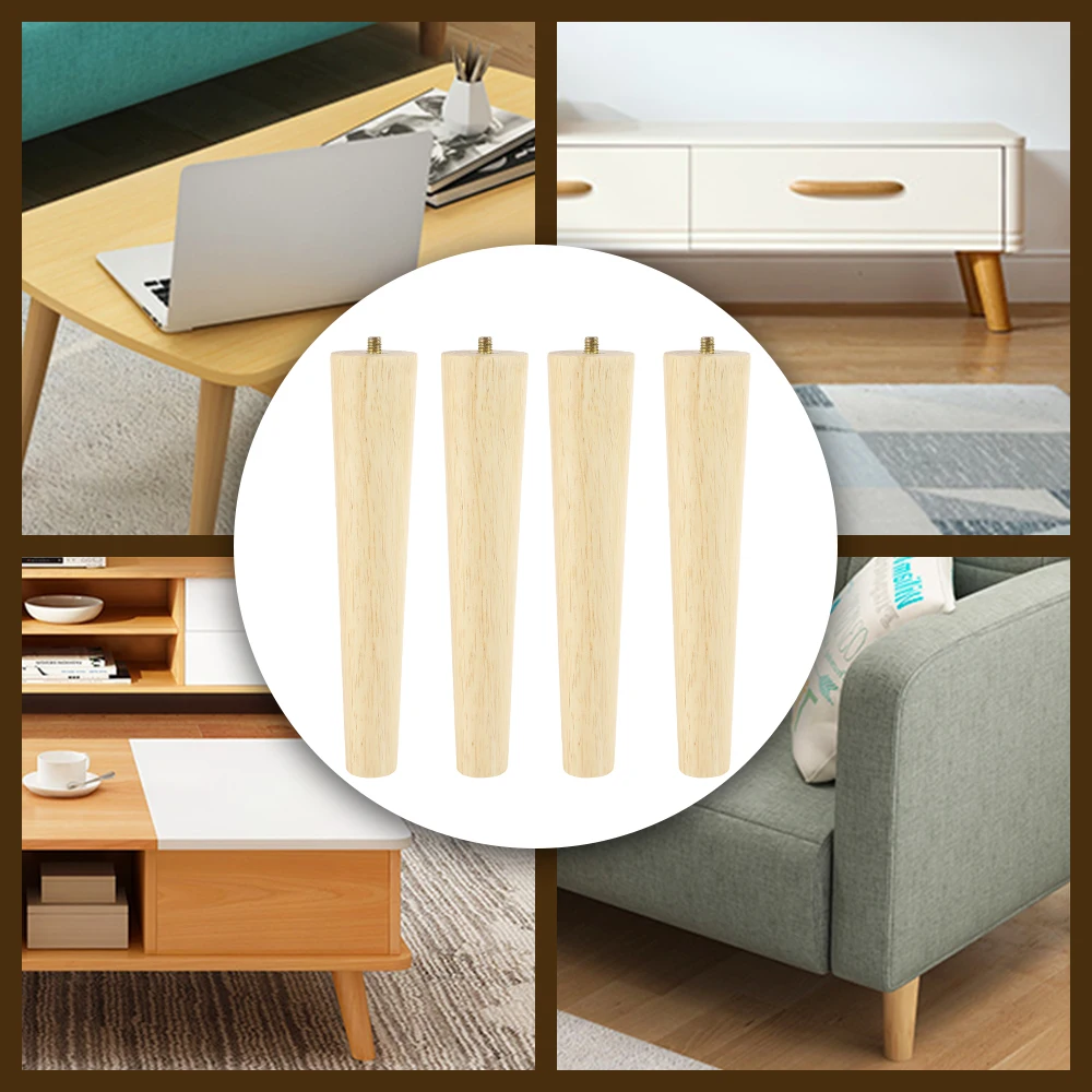 4Pcs Solid Wood Furniture Legs Height 8/15/20/25 CM Oblique/Straight Sofa Bed Cabinet Table Chair Replacement Feet Sloping Foot