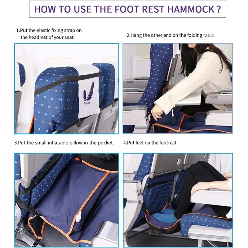 Footrest Hammock Travel Foot Hanger for Adults Baby Sleeping Bed in Airplane Train Bus Car Travelers Hammocks Rests Feet Legs