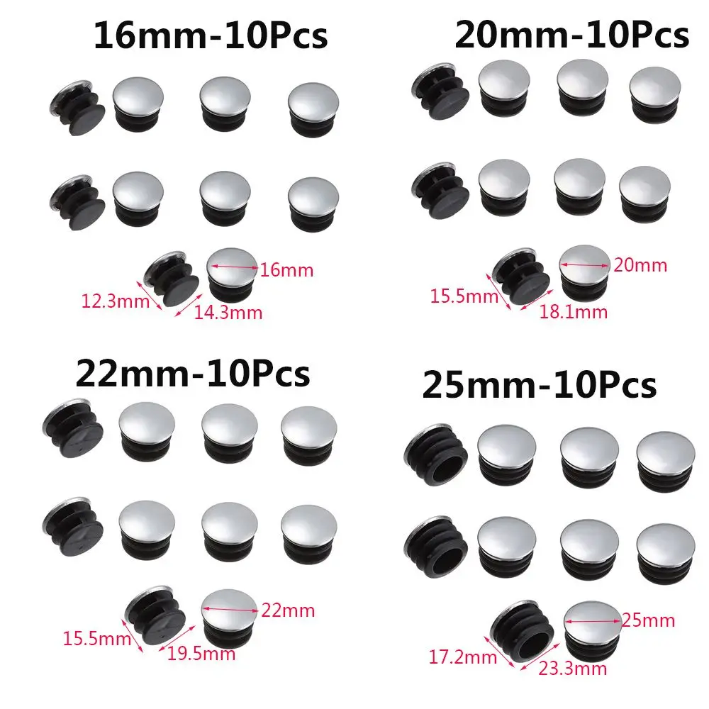 5/10Pcs Round Stainless Steel Furniture Leg Plug Tube Pipe Blanking Insert End Cap Non-slip Tube Dust Cover