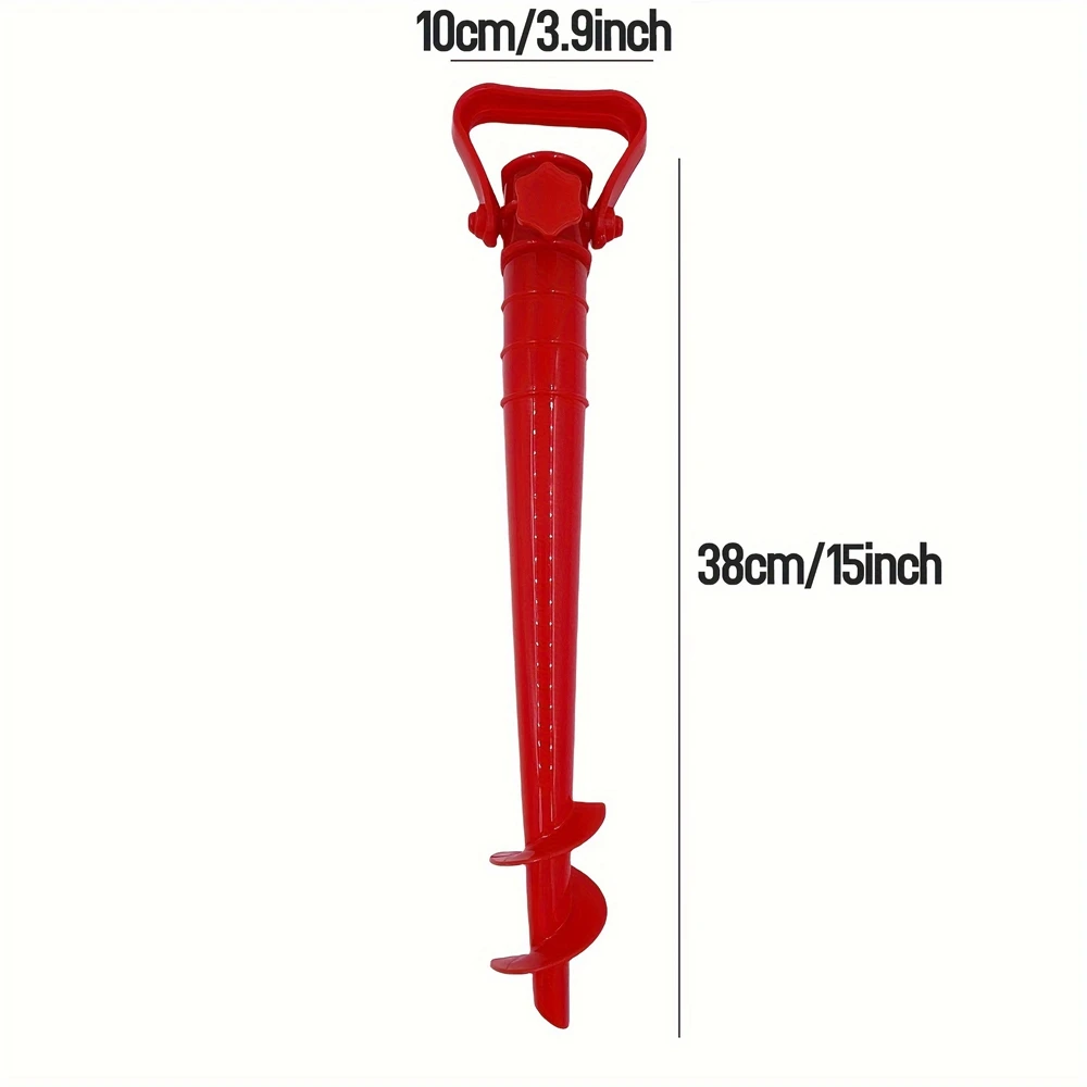1pcs Red Beach Umbrella Anchor Spiral Screws Outdoor Garden Sun Umbrella Stand Apply to Beach Grass and Terraces