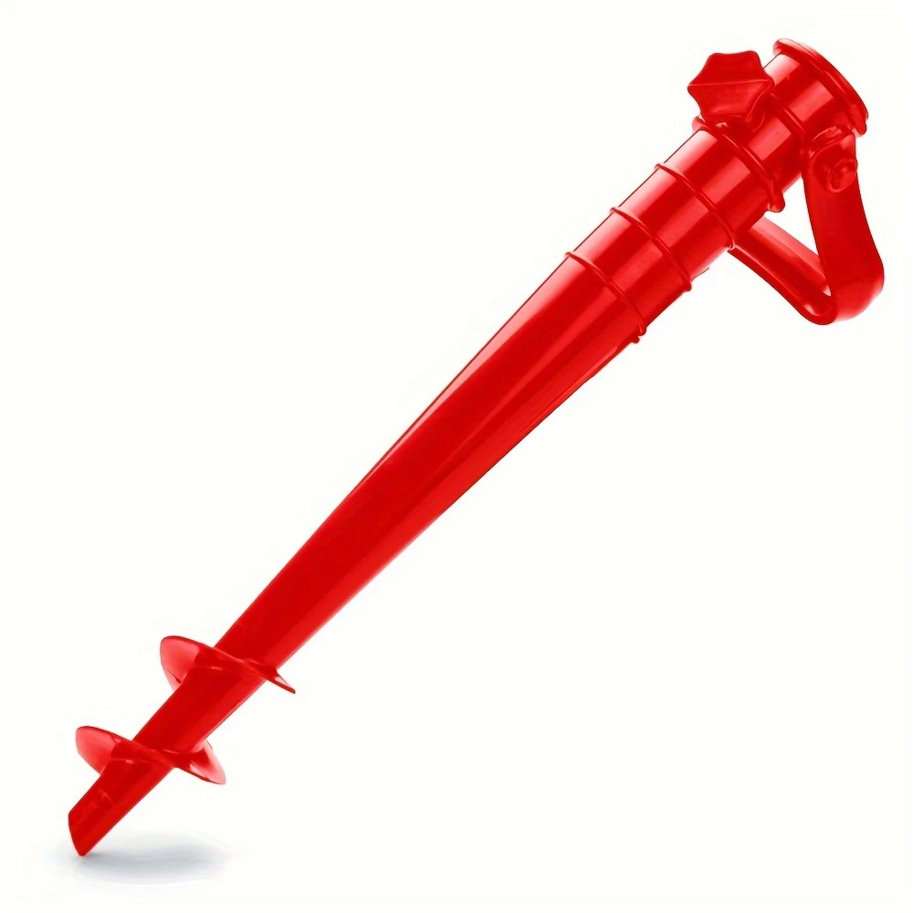 1pcs Red Beach Umbrella Anchor Spiral Screws Outdoor Garden Sun Umbrella Stand Apply to Beach Grass and Terraces