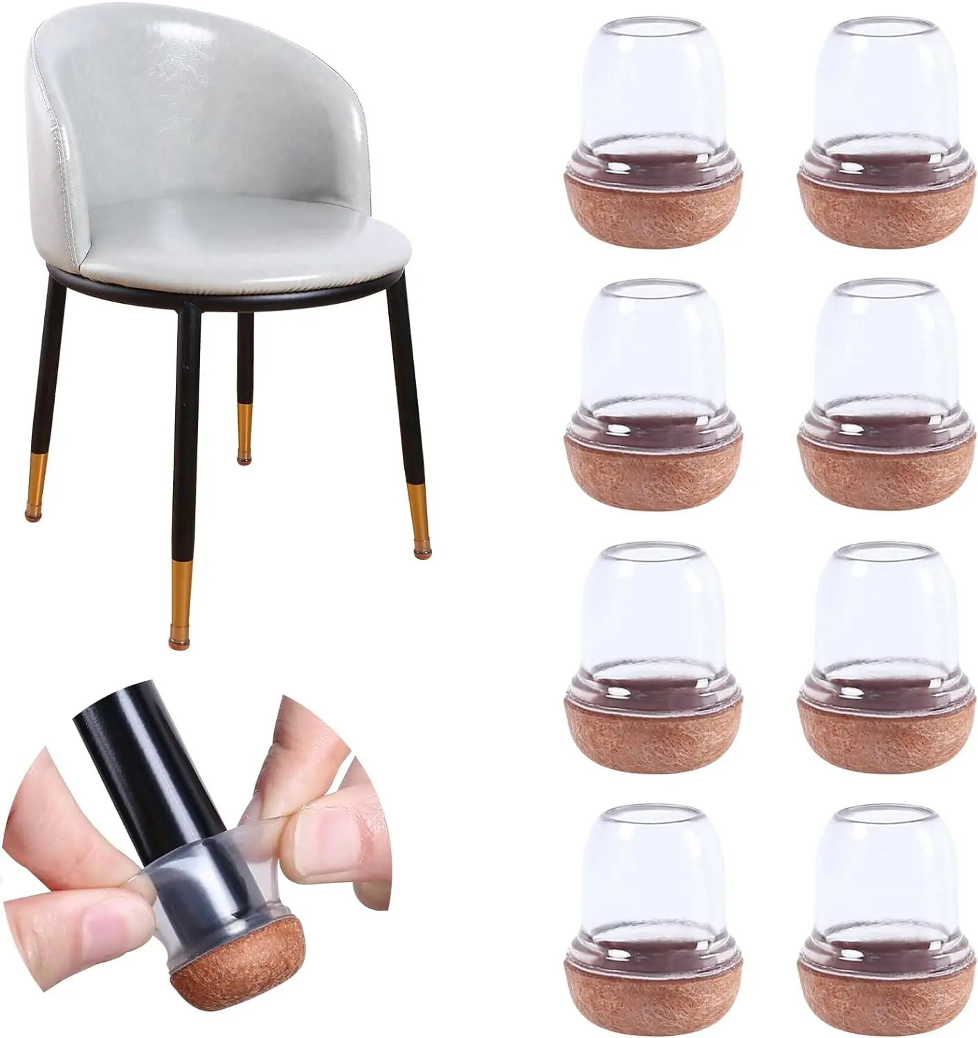 8PCS Table Chair Leg Protector Covers Silicon Furniture Floor Feet Cup Thick Felt Bottom Protector Feet Caps Reduce Noice