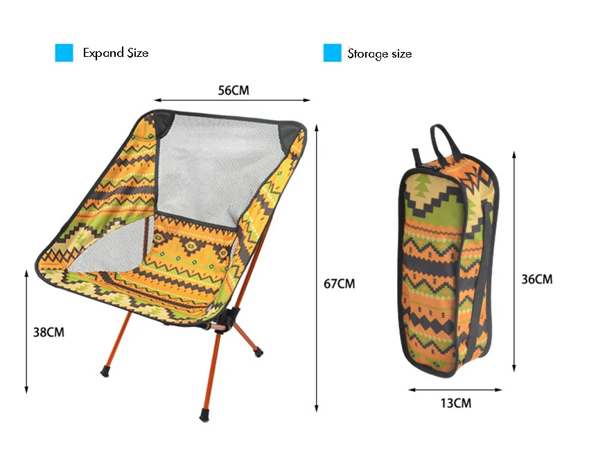 Outdoor Portable Folding Chairs with Carry Bag, Heavy Duty 90kg Capacity Ultralight Camping Folding Chairs for Beach playeras