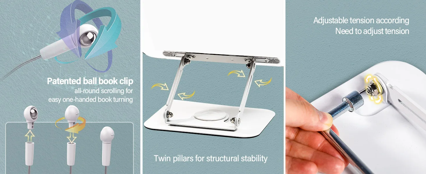 Portable Book Stand Free Angle Adjustable Book Holder for Thick Textbook Collapsible Acrylic Book Rest Desktop Riser Stand