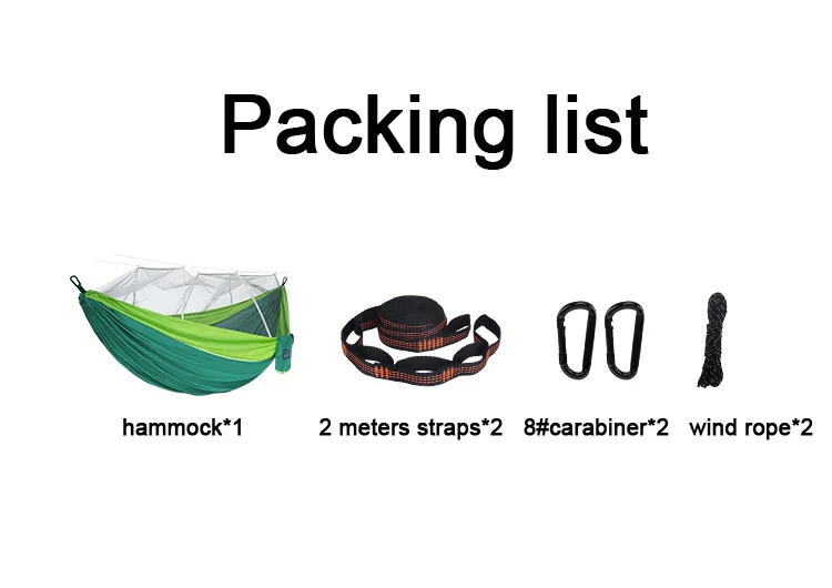 Single and Double Size Nylon Fabric Portable Travel Outdoor Camping Hanging Sleeping Hammock with Mosquito Net