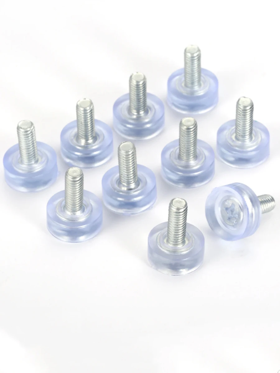 2/5/10/20Pcs Transparent M6 M8 Screw In Anti-slip Foot Pad Furniture Glide Levelling Feet Adjustable Leveler Pads