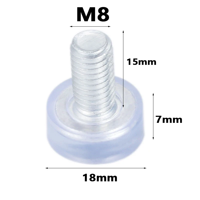 2/5/10/20Pcs Transparent M6 M8 Screw In Anti-slip Foot Pad Furniture Glide Levelling Feet Adjustable Leveler Pads