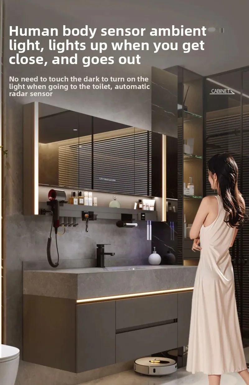 Rock Plate Integrated Basin, Bathroom Washbasin, Washbasin, Bathroom Cabinet Combination, Multiple Sizes Available