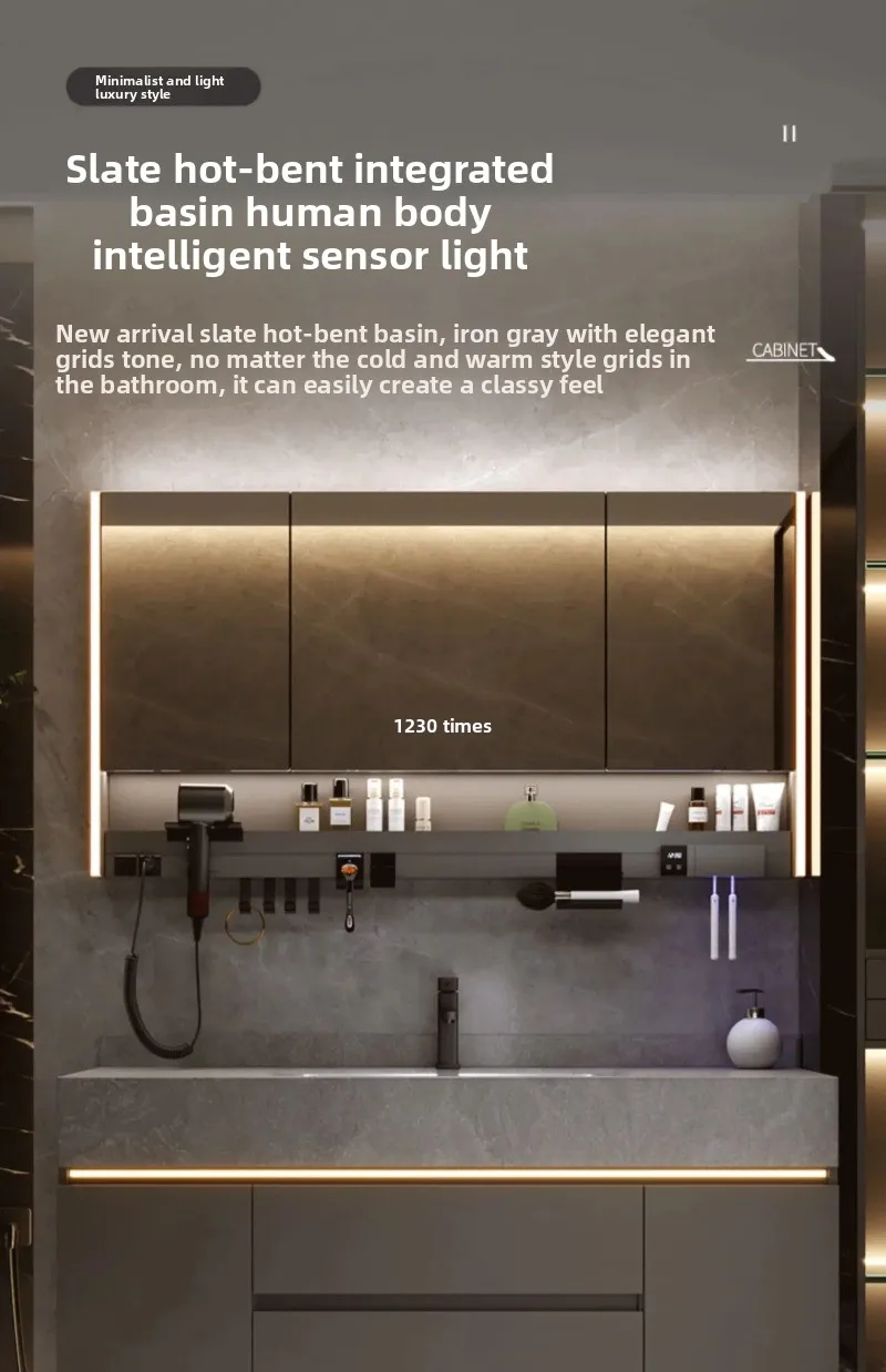 Rock Plate Integrated Basin, Bathroom Washbasin, Washbasin, Bathroom Cabinet Combination, Multiple Sizes Available