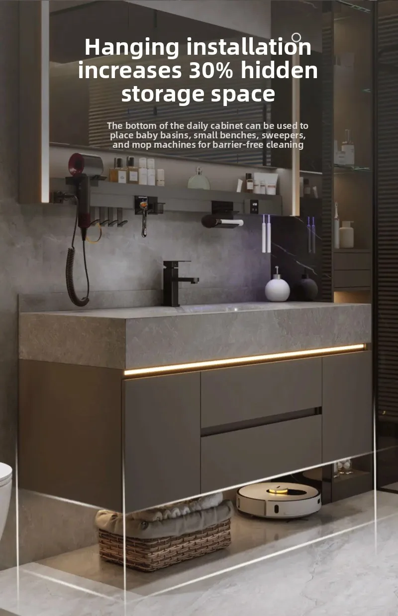 Rock Plate Integrated Basin, Bathroom Washbasin, Washbasin, Bathroom Cabinet Combination, Multiple Sizes Available