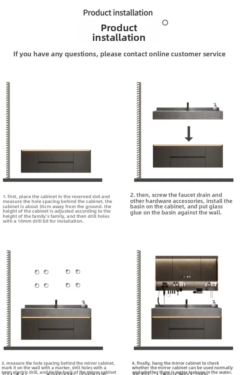 Rock Plate Integrated Basin, Bathroom Washbasin, Washbasin, Bathroom Cabinet Combination, Multiple Sizes Available