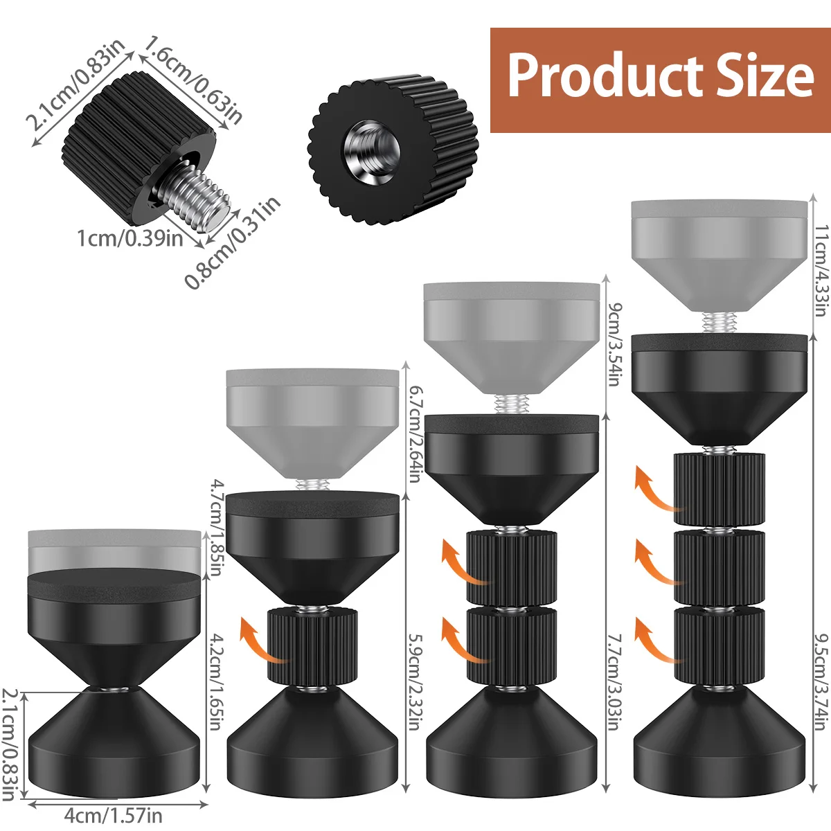 2Pcs Adjustable Threaded Bed Frame Anti-Shake Tool Self-adhesive Headboard Stoppers Telescopic Support Hardware Fasteners Tools