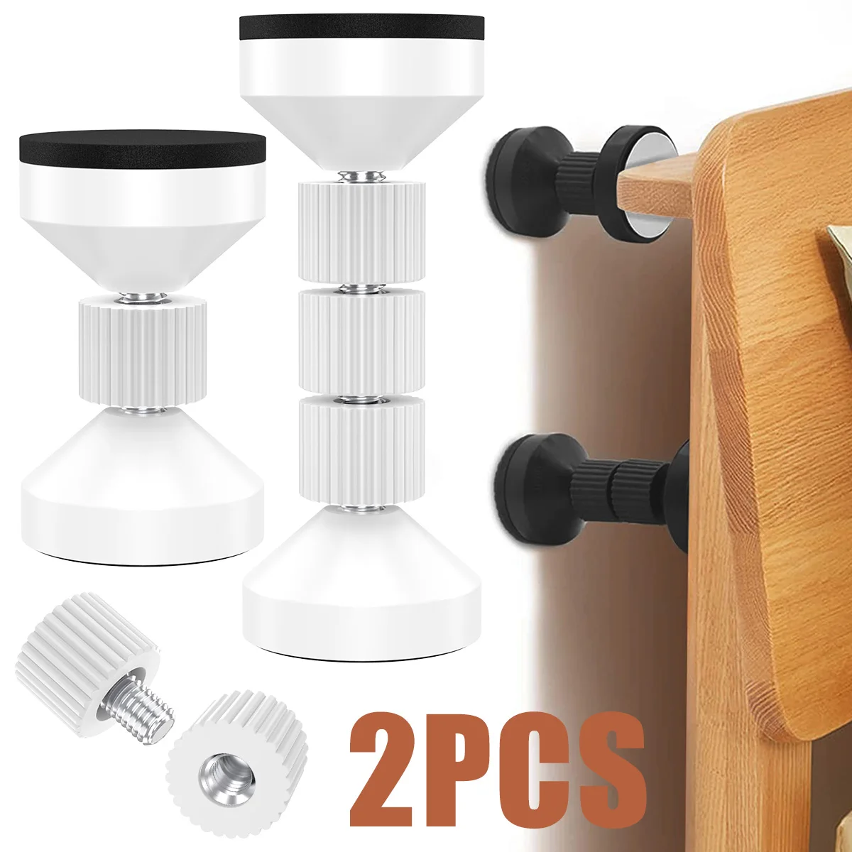 2Pcs Adjustable Threaded Bed Frame Anti-Shake Tool Self-adhesive Headboard Stoppers Telescopic Support Hardware Fasteners Tools