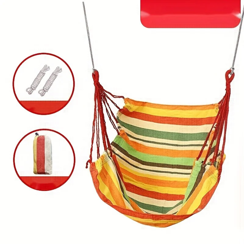 Outdoor Thickened Canvas Hammock/hammock accessories，Camping Outdoor Swing Net Hed Anti Rollover Striped Hanging Chair Hammock