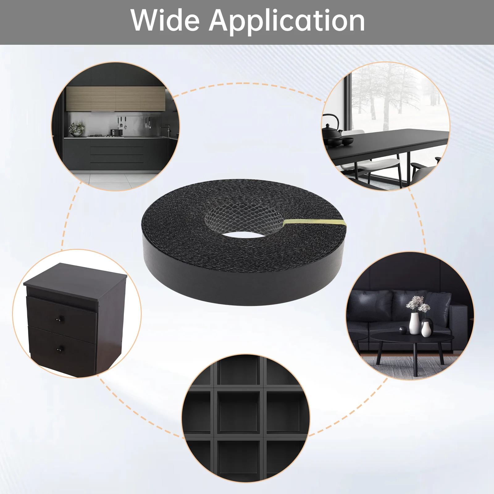 15m Hot Melt Adhesive Melamine Edge Banding for Plywood Table / Cabinet with Two Colors Optional, Pre-glued Veneer Edging