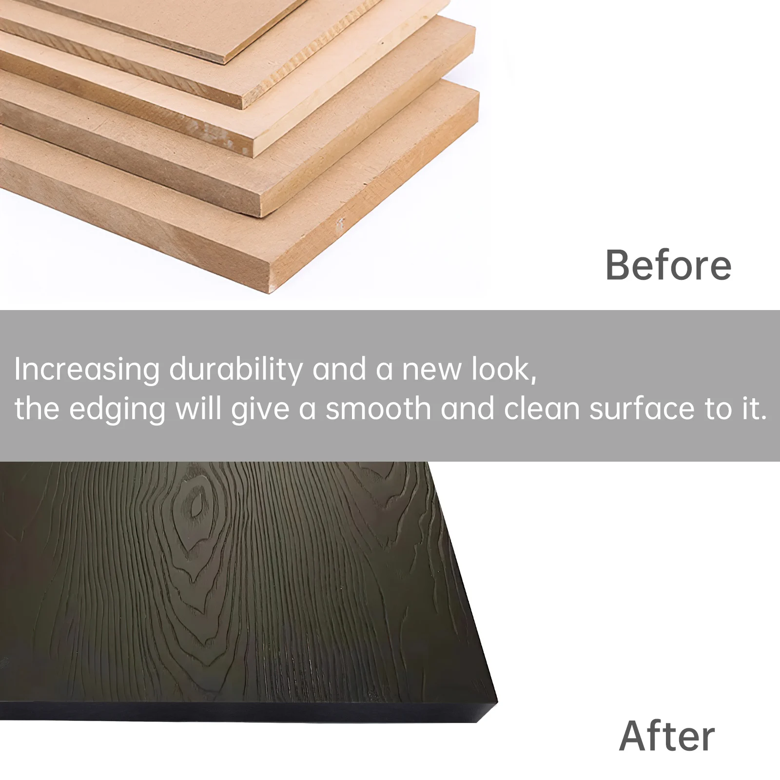 15m Hot Melt Adhesive Melamine Edge Banding for Plywood Table / Cabinet with Two Colors Optional, Pre-glued Veneer Edging