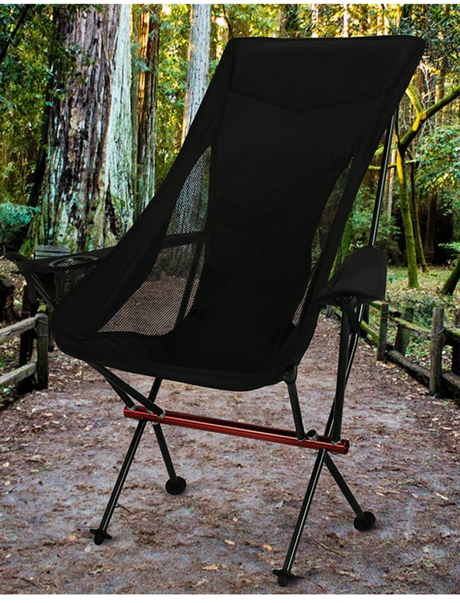 Folding Chair with Armrest, Camping Aluminum Chairs with Cup Cover Lightweight Collapsible Chair for Hiking Fishing Beach