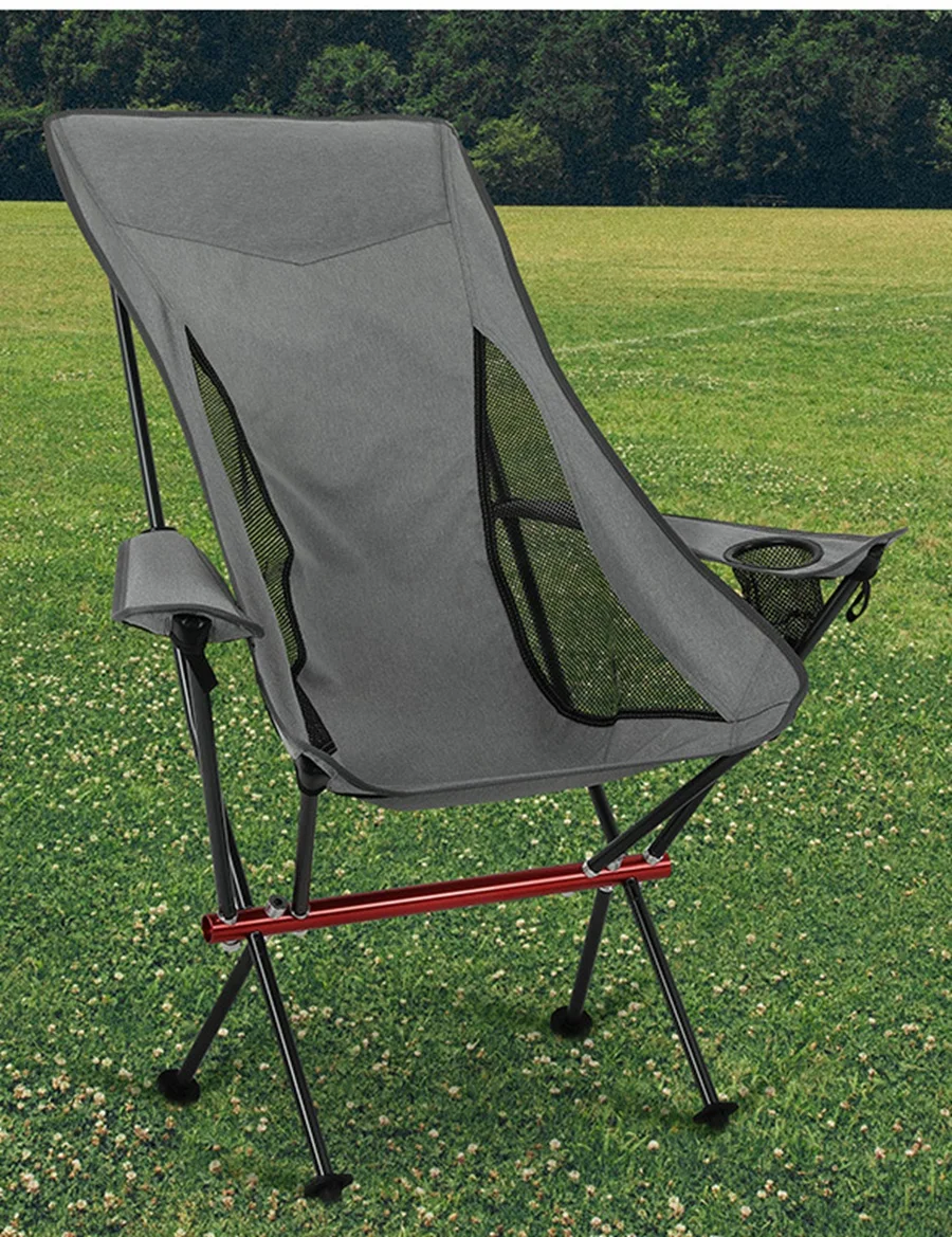 Folding Chair with Armrest, Camping Aluminum Chairs with Cup Cover Lightweight Collapsible Chair for Hiking Fishing Beach
