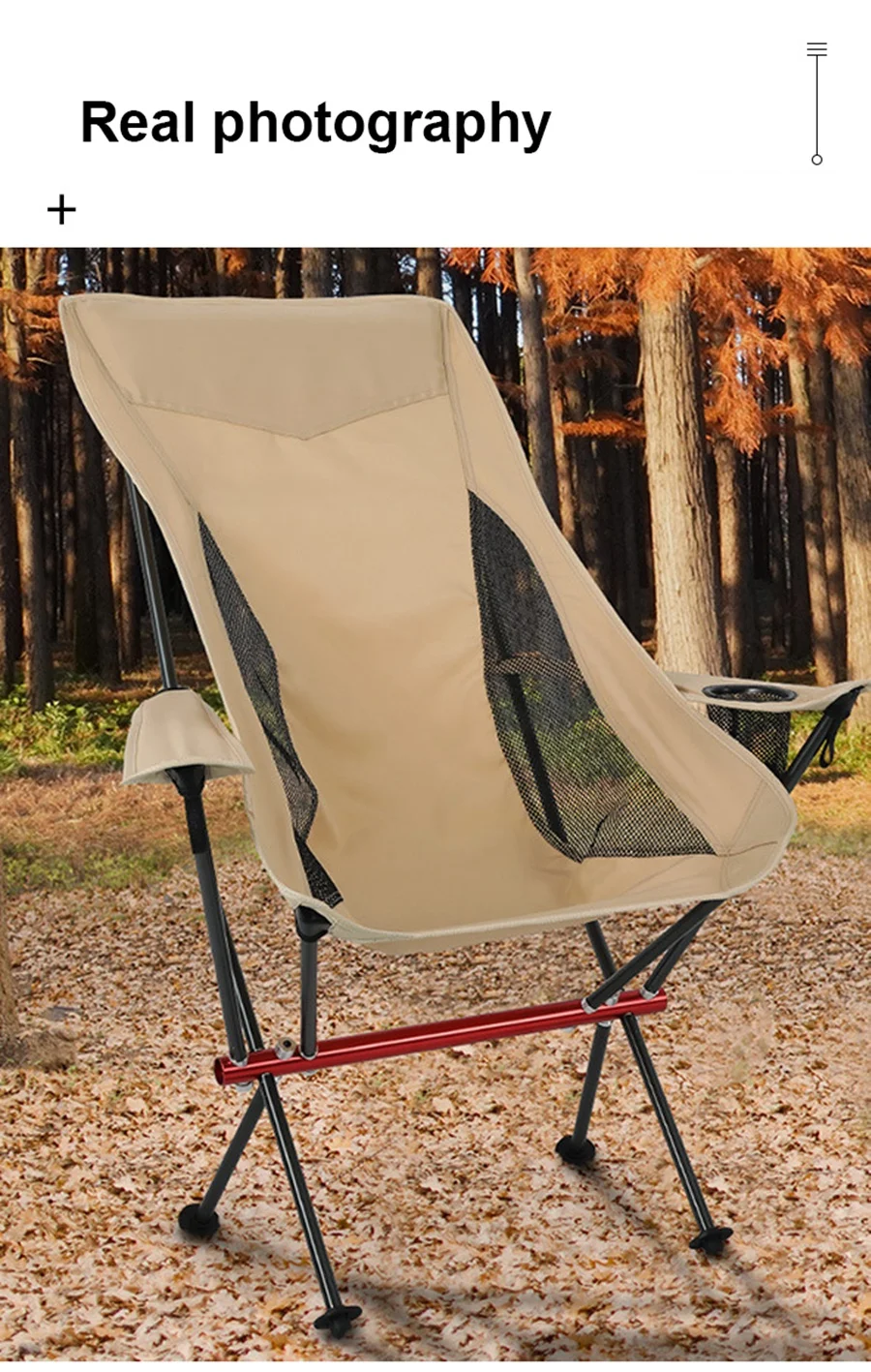Folding Chair with Armrest, Camping Aluminum Chairs with Cup Cover Lightweight Collapsible Chair for Hiking Fishing Beach