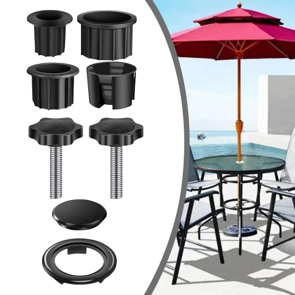 Sun Umbrella Base Bracket Accessories Plastic Pipe Sleeve Fixing Screws Star Shape Thread Clamping Handle Bolt M8 For Umbrella