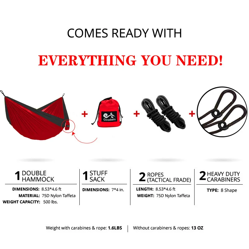 Parachute Cloth Hammock Outdoor Camping Swing 300 X 200 Double Person Extended and Widened Ultra Light Product