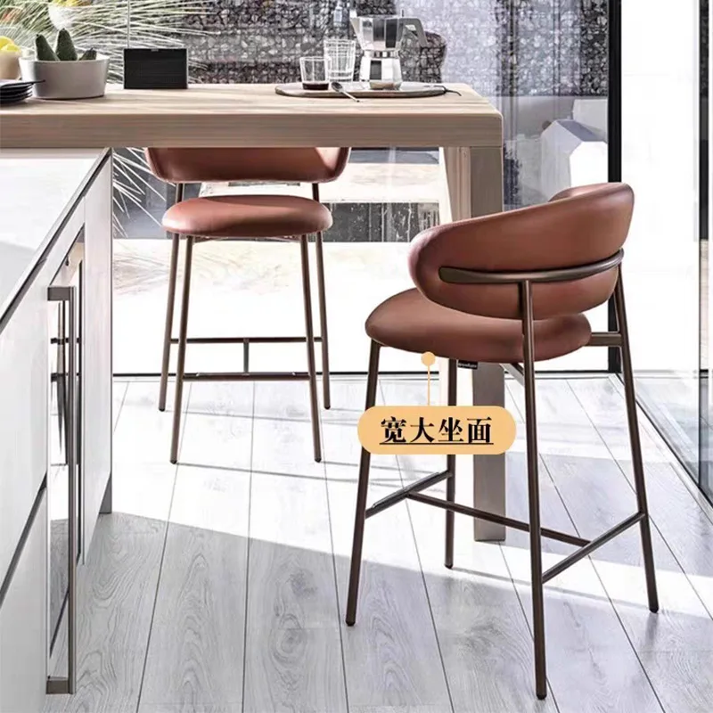 Bar Chair High Stool Household Living Room Bar Chair Pub Restaurant Fabric Chair High Backrest Soft Chair Barstool Counter Stool