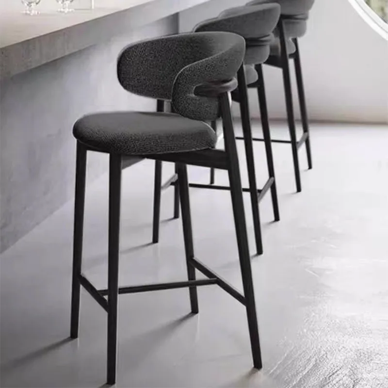 Bar Chair High Stool Household Living Room Bar Chair Pub Restaurant Fabric Chair High Backrest Soft Chair Barstool Counter Stool