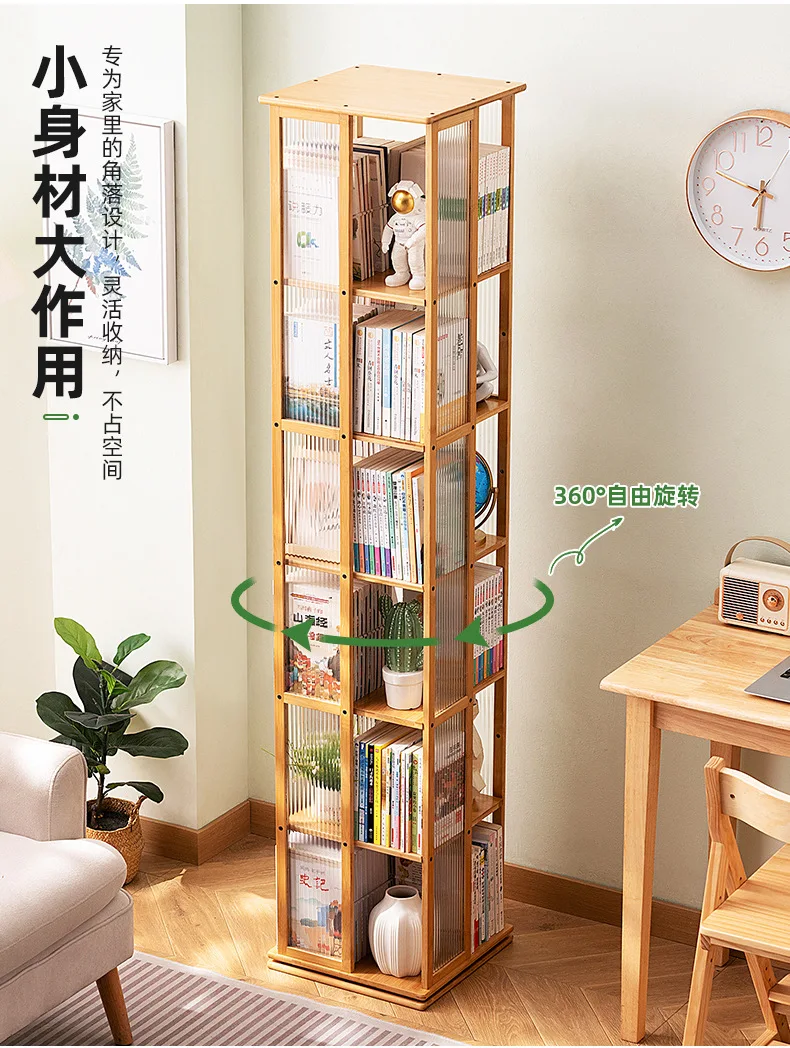 Rotational Bookshelf Organizers Home Storage Shelves Furniture Living Room Shelf Bookcases Librero Organizador Estanteria