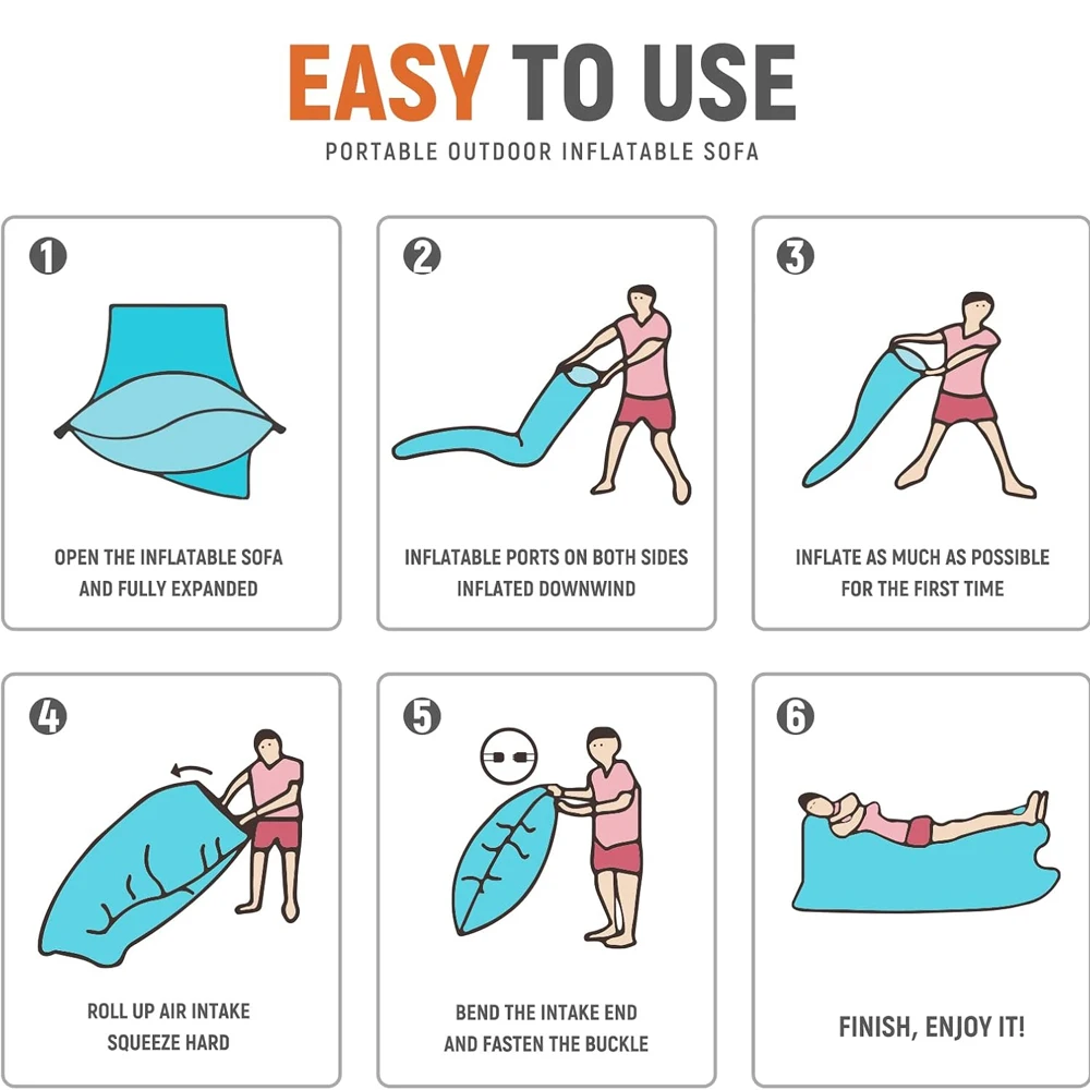 1 Piece Outdoor Fast Inflatable Air Sofa Bed Quality Sleeping Bag Inflatable Airbag Lazy Bag Beach Sofa