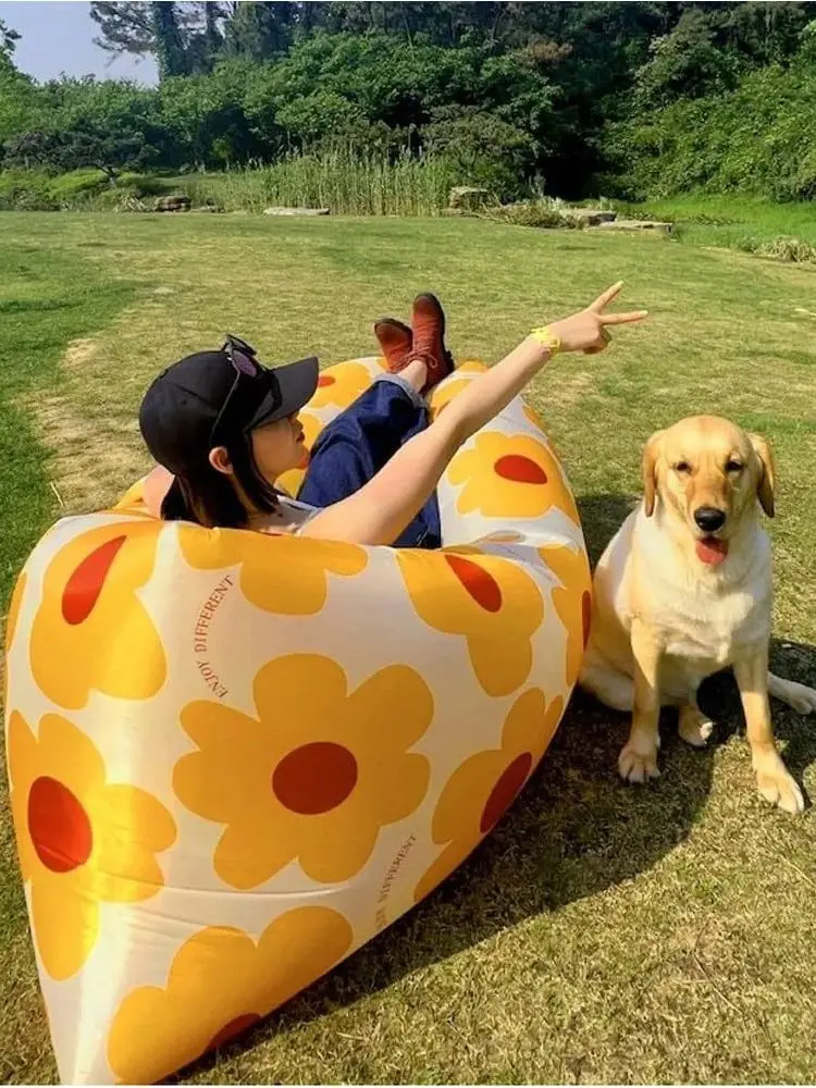 1 Piece Outdoor Fast Inflatable Air Sofa Bed Quality Sleeping Bag Inflatable Airbag Lazy Bag Beach Sofa