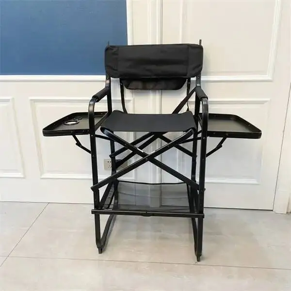 Table Portable Side Makeup with Artist Director Cup Chair Holder Foldable Lightweight Hairstylist Chair for Makeup Salons, Movie