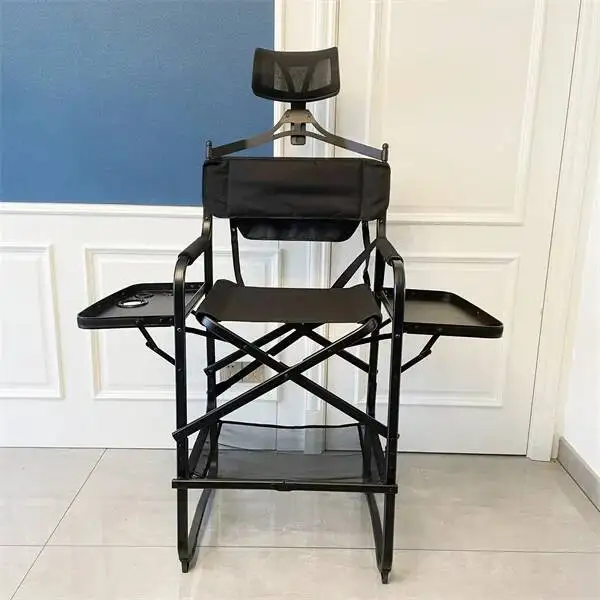 Table Portable Side Makeup with Artist Director Cup Chair Holder Foldable Lightweight Hairstylist Chair for Makeup Salons, Movie